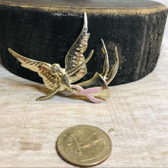 Breast Cancer Angel Pin Brooch - Picture 3 of 5